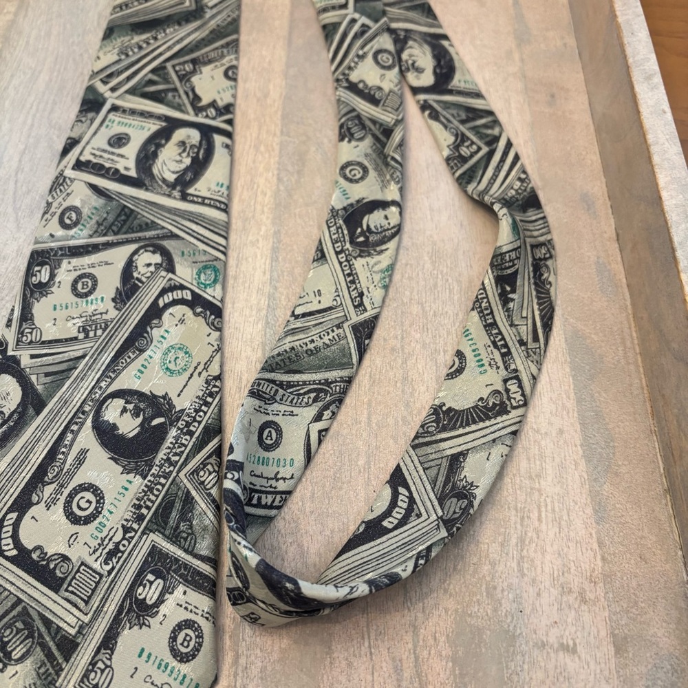 Money Print Tie mens - Picture 4 of 7